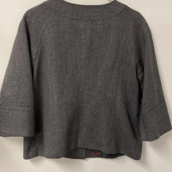 Talbots Petites Gray Herringbone Wool Blend Button Front Jacket Size 12P - Picture 4 of 8